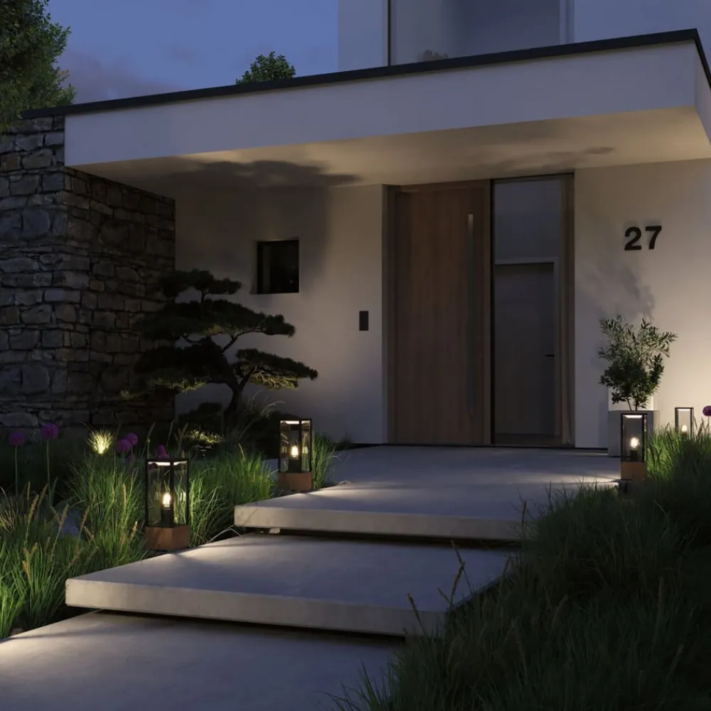 Paulmann Sokkellamper>Timba-sokkelampe med træ, højde 40 cm