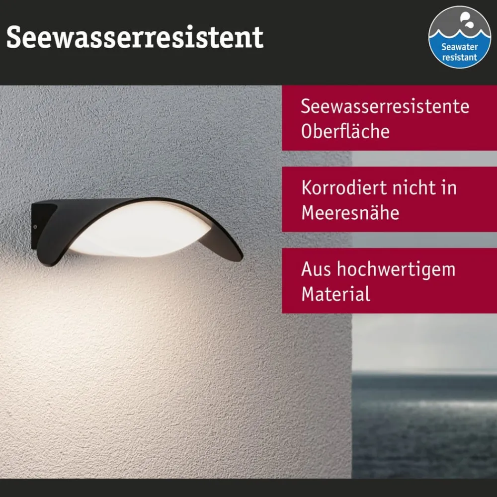udendørs LED-væglampe Mesana, antracit 24 cm aluminium IP44^Paulmann Clearance