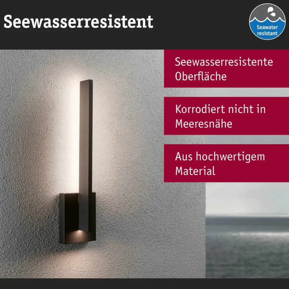 Paulmann Væglamper>udendørs LED-væglampe Levka, antracit, 49 cm aluminium IP44