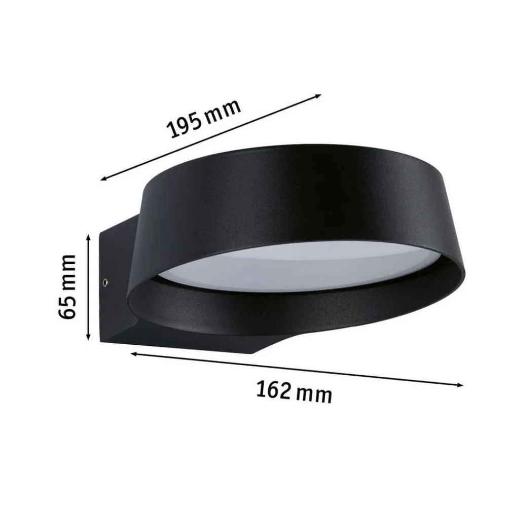 Paulmann Væglamper>udendørs LED-væglampe Capea Grand antracit 16 cm IP44