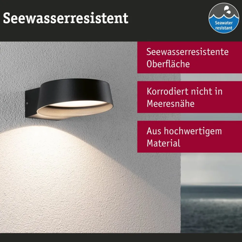 Paulmann Væglamper>udendørs LED-væglampe Capea Grand antracit 16 cm IP44