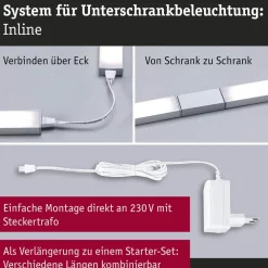 Paulmann underskabslampe Inline 2x-udvidelse krom 55 cm 830