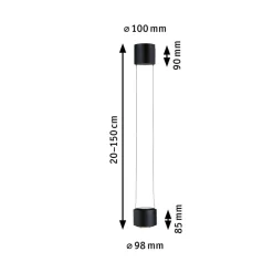 URail Aldan LED-pendellampe, sort^Paulmann
