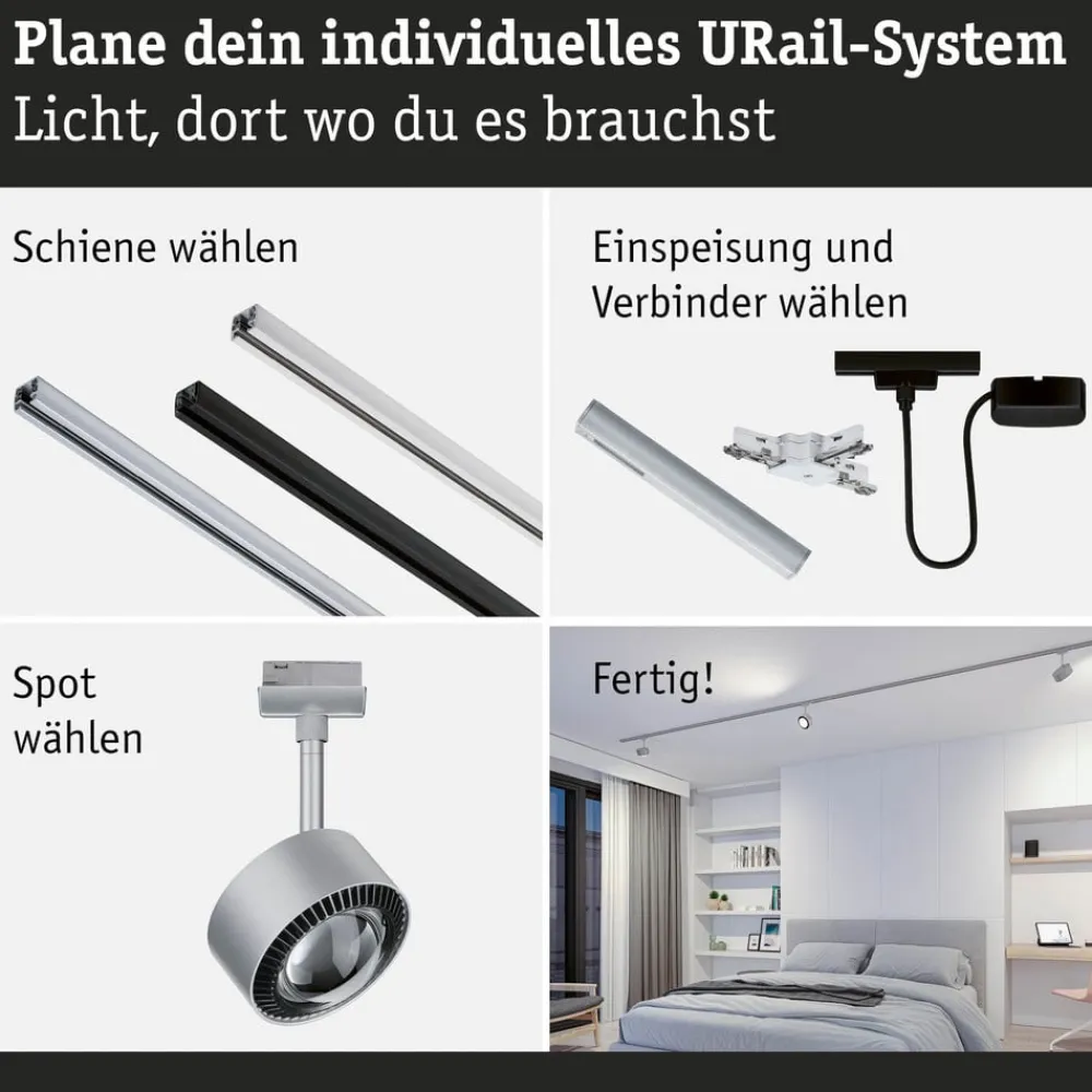 Paulmann URail Aldan LED-spotlight, mat krom, metal, CCT