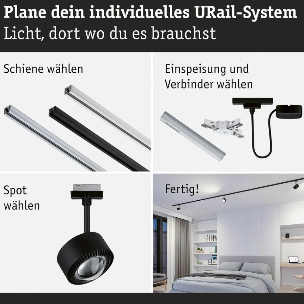 Paulmann URail Aldan LED-spotlight, sort mat, metal, CCT