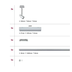 Paulmann URail Barelli basissæt med 3 spots, krom