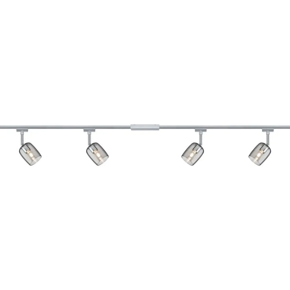 Paulmann Skinnesystem>URail Blossom basissæt, krom, røgglas