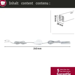 Paulmann URail indførelseskabel/afbryder, krom mat, 2,4 m