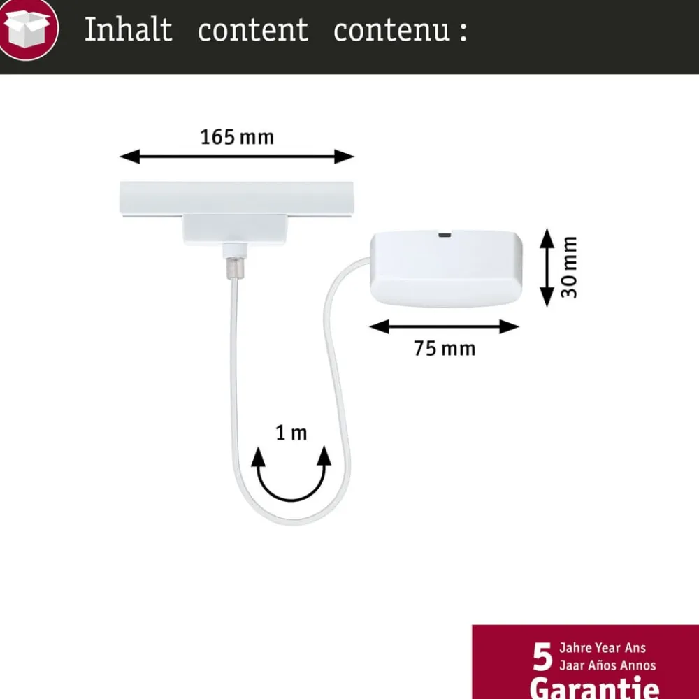 Paulmann URail kabelføring ZigBee 1 m, signalhvid