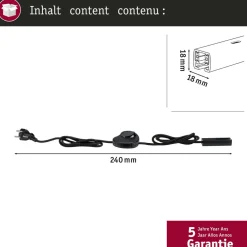 Paulmann URail strømforsyningskabel/afbryder sort mat 2,4 m
