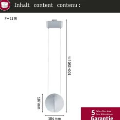 Paulmann URail-pendel Alejandro krom 3.000 K 3-trins dæmpbar