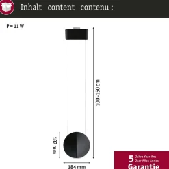 URail-pendel Alejandro sort 4.000 K 3-trins dæmpbar^Paulmann Clearance