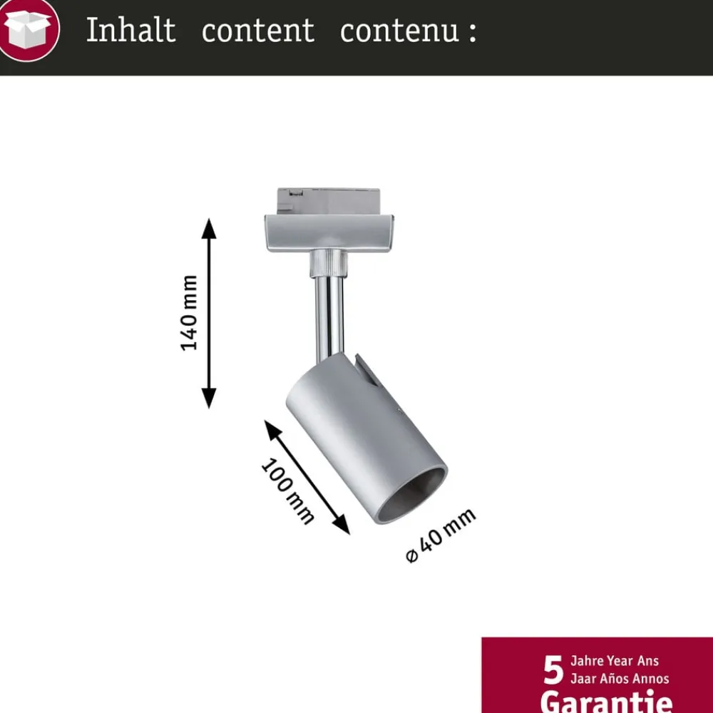 Paulmann URail-skinnespot Pure I, krom mat, GU10, metal