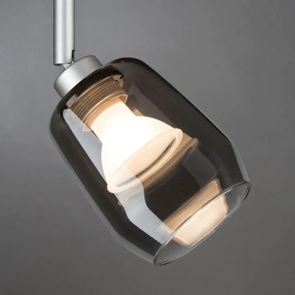 Paulmann Skinnesystem>Vento lampeskærm, røggrå, Ø 8 cm, glas