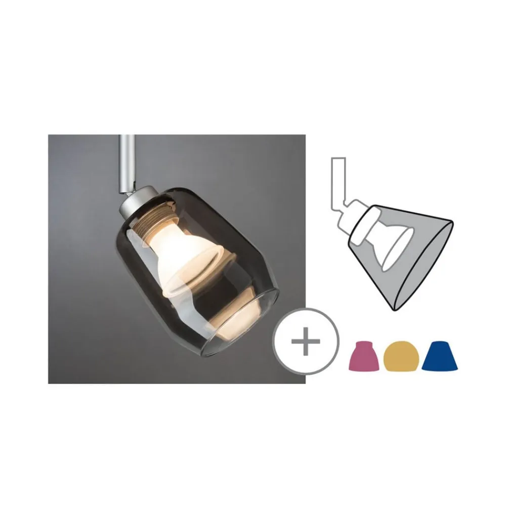 Paulmann Skinnesystem>Vento lampeskærm, røggrå, Ø 8 cm, glas