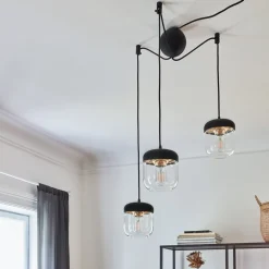 Pendellampe Acorn 3 lyskilder sort og messing^UMAGE Discount