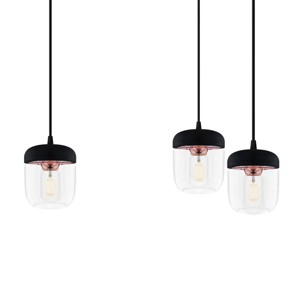 UMAGE Pendellampe Acorn sort og kobber - 3 lyskilder