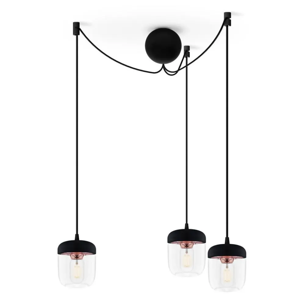 UMAGE Pendellampe Acorn sort og kobber - 3 lyskilder
