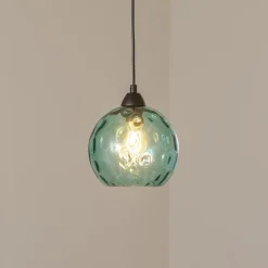 Opviq Pendellampe Benek, blå, glas, Ø 20 cm, E27