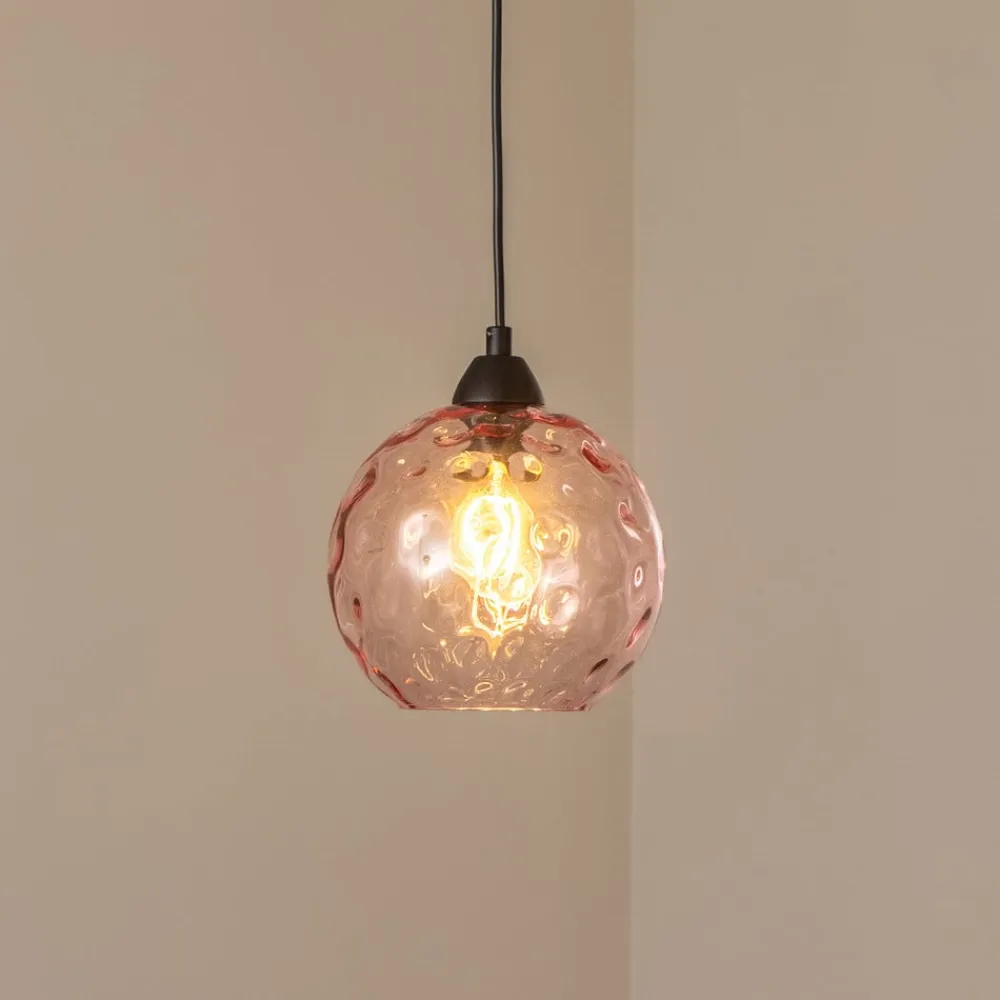 Opviq Pendellampe Benek, pink, glas, Ø 20 cm, E27