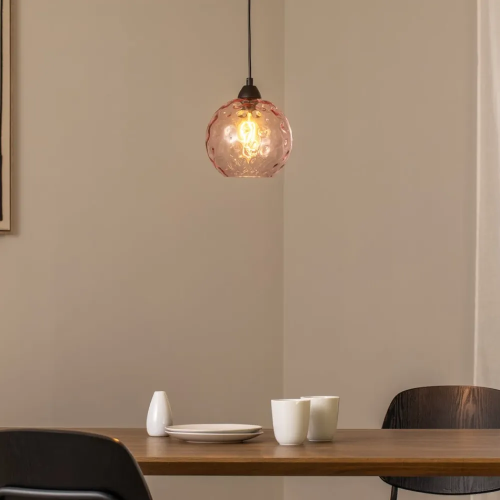 Opviq Pendellampe Benek, pink, glas, Ø 20 cm, E27
