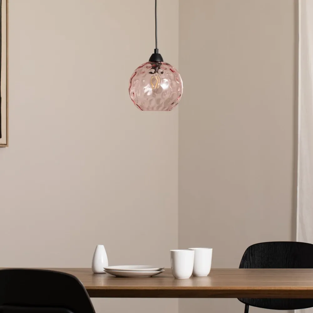 Opviq Pendellampe Benek, pink, glas, Ø 20 cm, E27