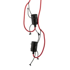 EMIBIG LIGHTING Pendellampe Bobi 2 i sort, kabel rød, 2 lyskilder.
