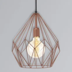 EGLO Pendellamper>Pendellampe Carlton i vintagestil, kobber Ø 31 cm