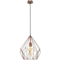 EGLO Pendellamper>Pendellampe Carlton i vintagestil, kobber Ø 31 cm
