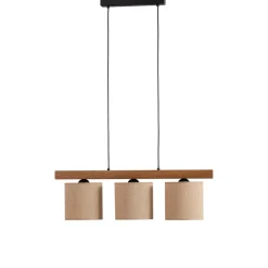 Pendellampe Forest, træ lys/sort, jute natur, 3 lyskilder.^Duolla Best