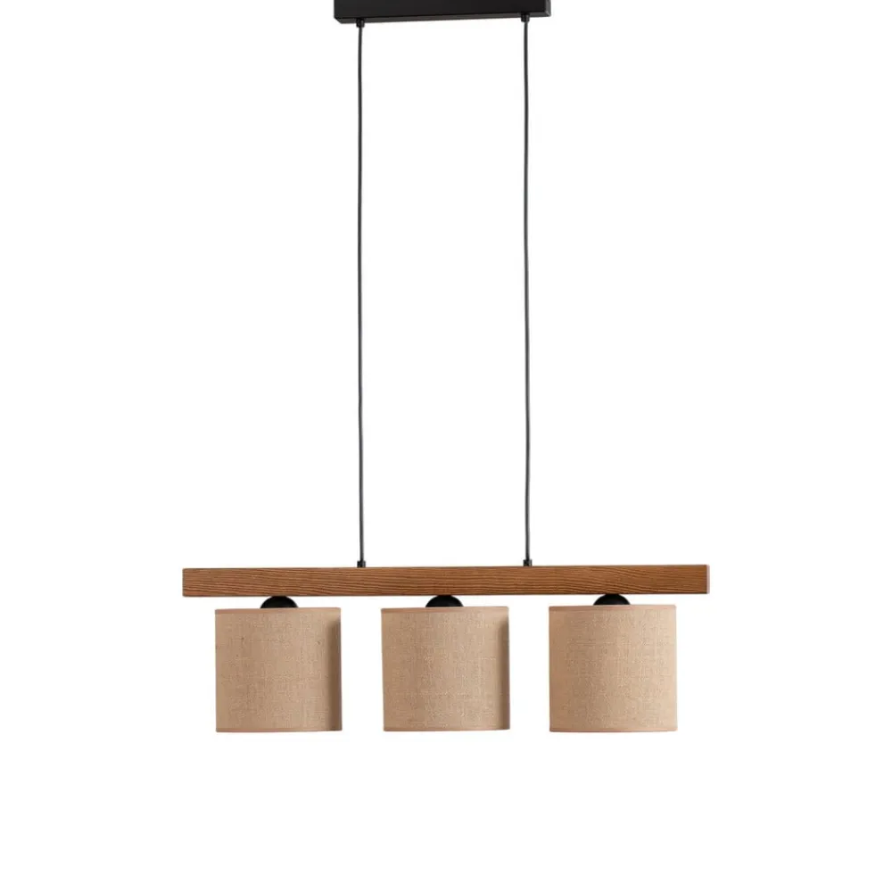 Pendellampe Forest, træ lys/sort, jute natur, 3 lyskilder.^Duolla Best