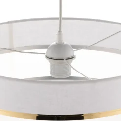 Pendellampe Helen tekstilskærm hvid-guld Ø 40 cm^HELAM New
