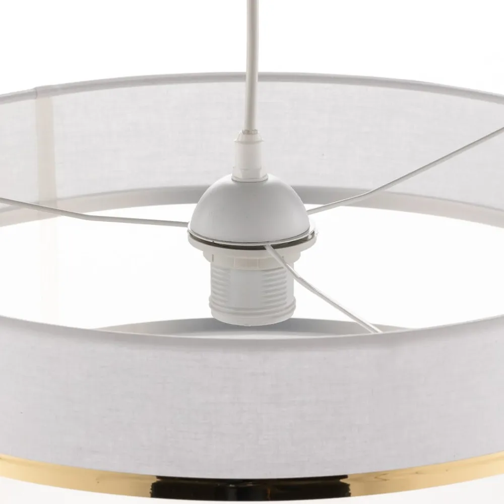 Pendellampe Helen tekstilskærm hvid-guld Ø 40 cm^HELAM New