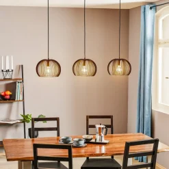 TEMAR LIGHTING Pendellampe Larus i sort stål, 3 lyskilder