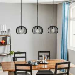 TEMAR LIGHTING Pendellampe Larus i sort stål, 3 lyskilder