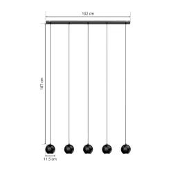 Pendellampe Midnight helt i sort 5 lyskilder^HELAM Hot