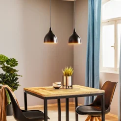 Pendellampe Nanu i metal, sort, 2 lyskilder^Luminex Outlet