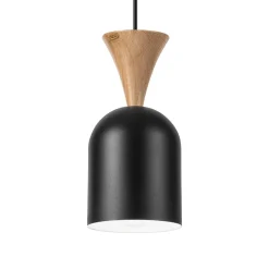 Pendellampe Nolan, Ø 11 cm, sort/eg, metal/træ^Lamkur Clearance