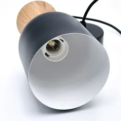 Pendellampe Nolan, Ø 11 cm, sort/eg, metal/træ^Lamkur Clearance