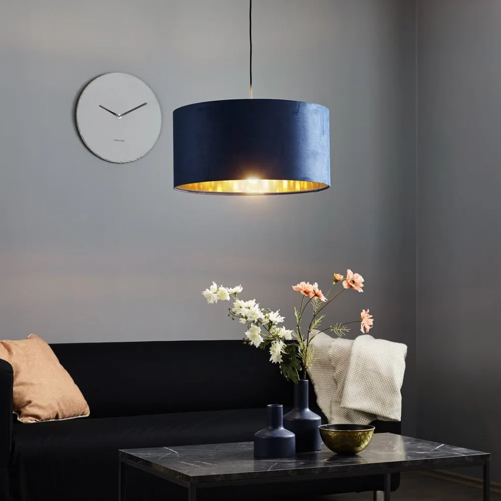 Maco Design Pendellampe Salina silke stof blå/guld Ø 50cm