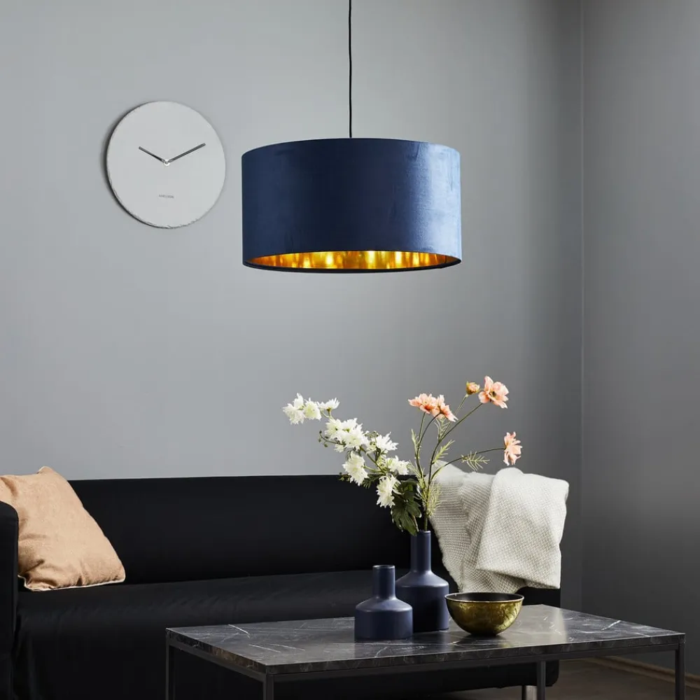 Maco Design Pendellampe Salina silke stof blå/guld Ø 50cm