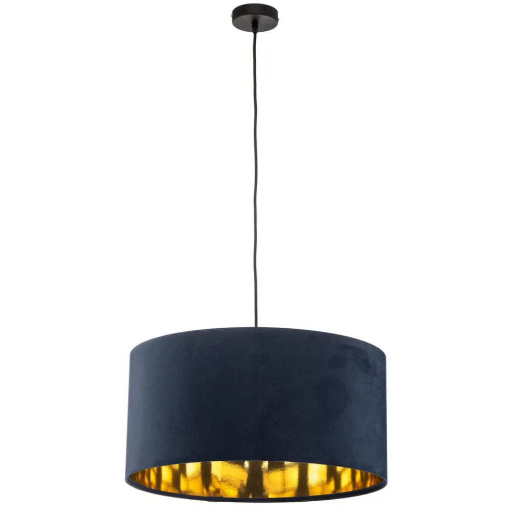 Maco Design Pendellampe Salina silke stof blå/guld Ø 50cm