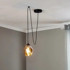 EMIBIG LIGHTING Pendellampe Starla decentral 1 lyskilde Glas grafit