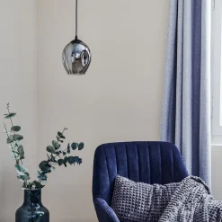 EMIBIG LIGHTING Pendellampe Starla, glas grafit, 1 lyskilde rund