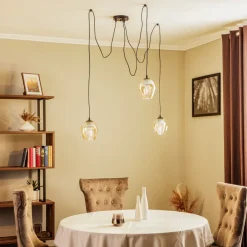 Pendellampe Starla, glas ravfarvet, 3 lyskilder decentreret^EMIBIG LIGHTING Outlet