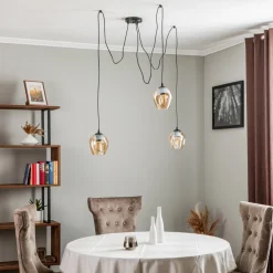 Pendellampe Starla, glas ravfarvet, 3 lyskilder decentreret^EMIBIG LIGHTING Outlet