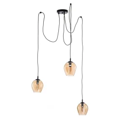 Pendellampe Starla, glas ravfarvet, 3 lyskilder decentreret^EMIBIG LIGHTING Outlet