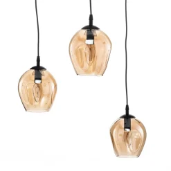 Pendellampe Starla, glas ravfarvet, 3 lyskilder decentreret^EMIBIG LIGHTING Outlet