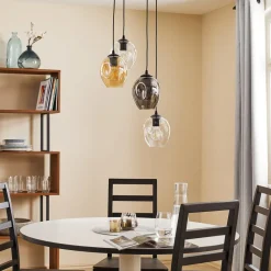 Pendellampe Starla rund 4 lyskilder grafit/amber/klar^EMIBIG LIGHTING Clearance