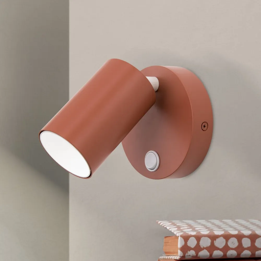 ORION Væglamper>Penn vægspot, koralrød, Ø 10,5 cm, stål/aluminium